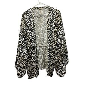 Sim & Sam Leopard Print Kimono Open Cardigan  Top Sz XL Boho Indie Artsy